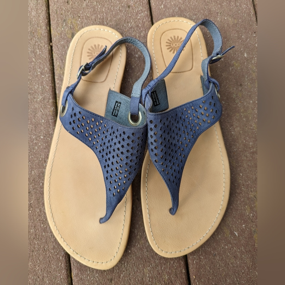 Ugg Vivyan II blue leather sandals women's size 12